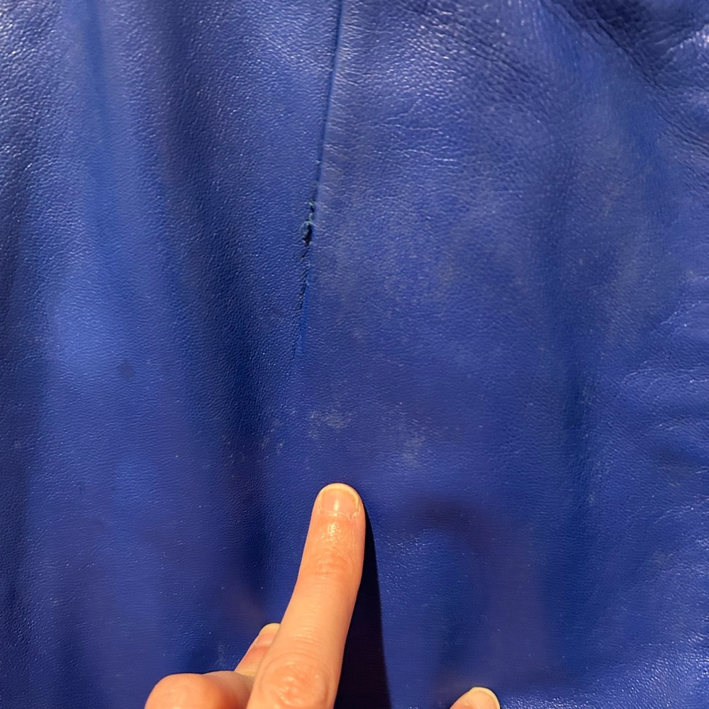 Vintage blue high waisted leather skirt - Picture 11 of 15